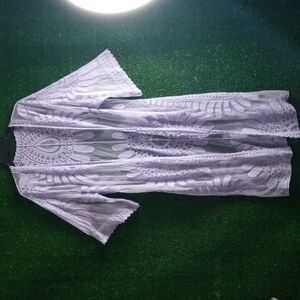 Rai embroider sheer cardigan shear